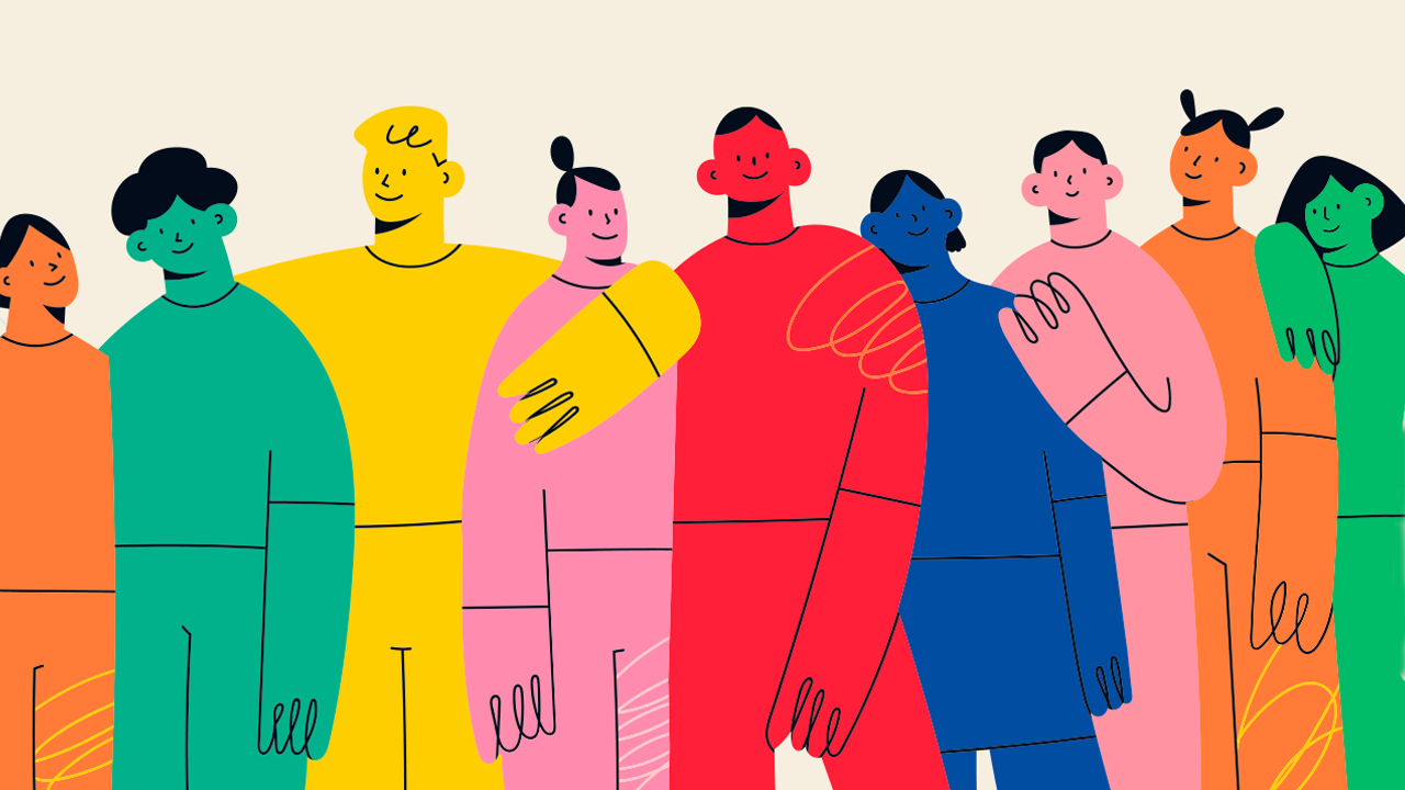 Pride Month image of people in different colors